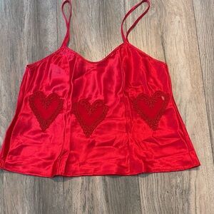 Chic Red Camisole with Heart Details